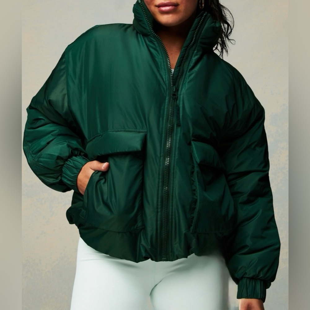 Deep Green Puffer All Weather Jacket - “Everpine Shine” - Fabletics